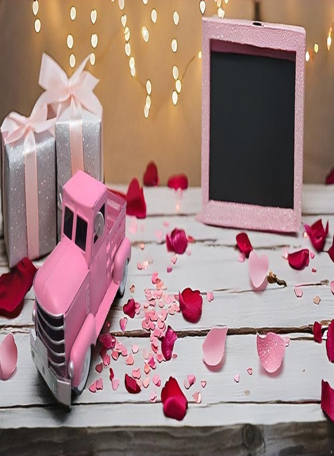 ديكور شاحنة معدنية من Leutsbyone، ديكور منزل ريفي، وحدة تخزين مزخرفة لسطح الطاولة، وحوض زراعة على شكل شاحنة معدنية، 12.5 بوصة × 5.75 بوصة × 6.25 بوصة (لون وردي فاتح) - Image 5